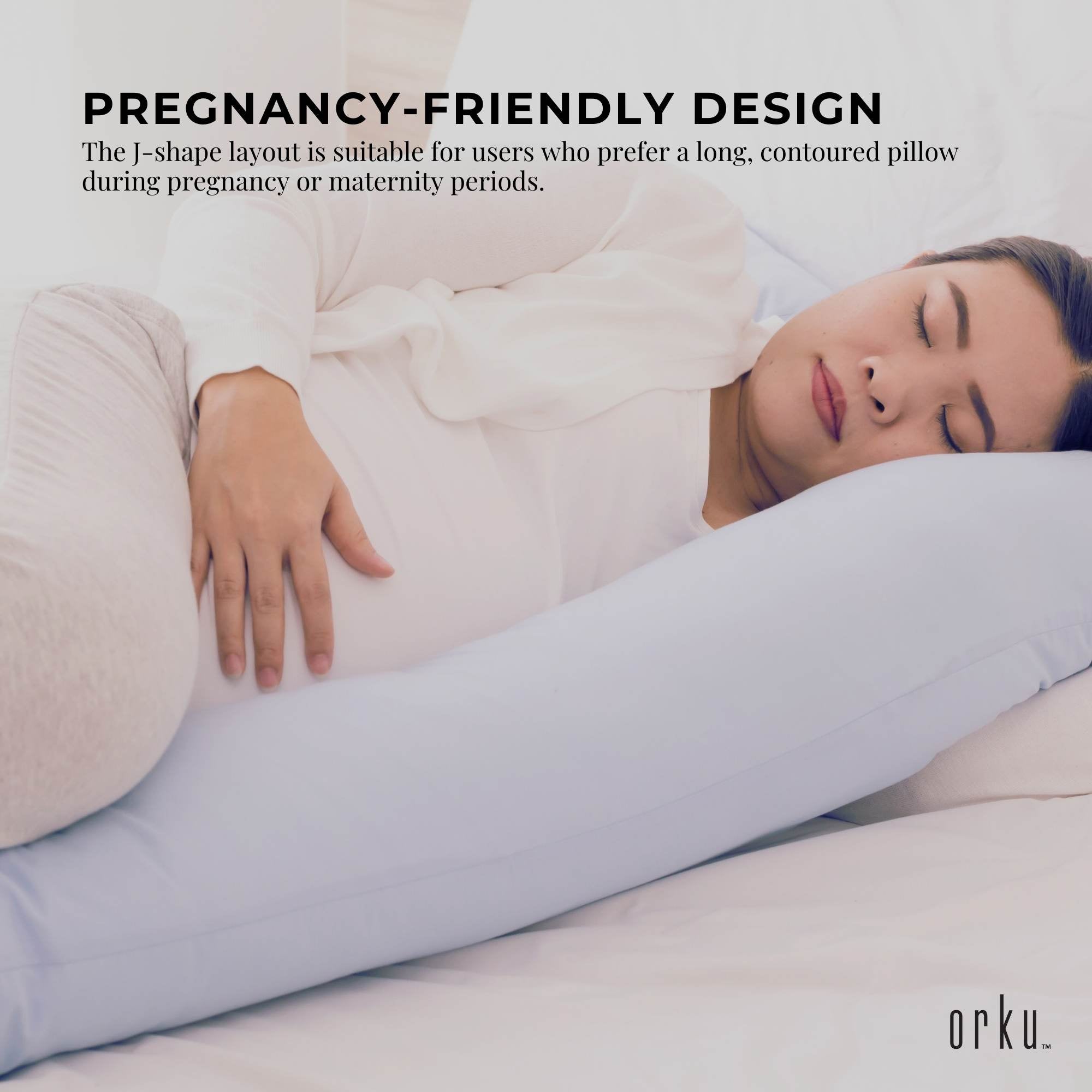 Orku Maternity Pregnancy Pillow - J-Shape Full Body Length for Side Sleeper Grey V238-SUPDZ-41983218090064