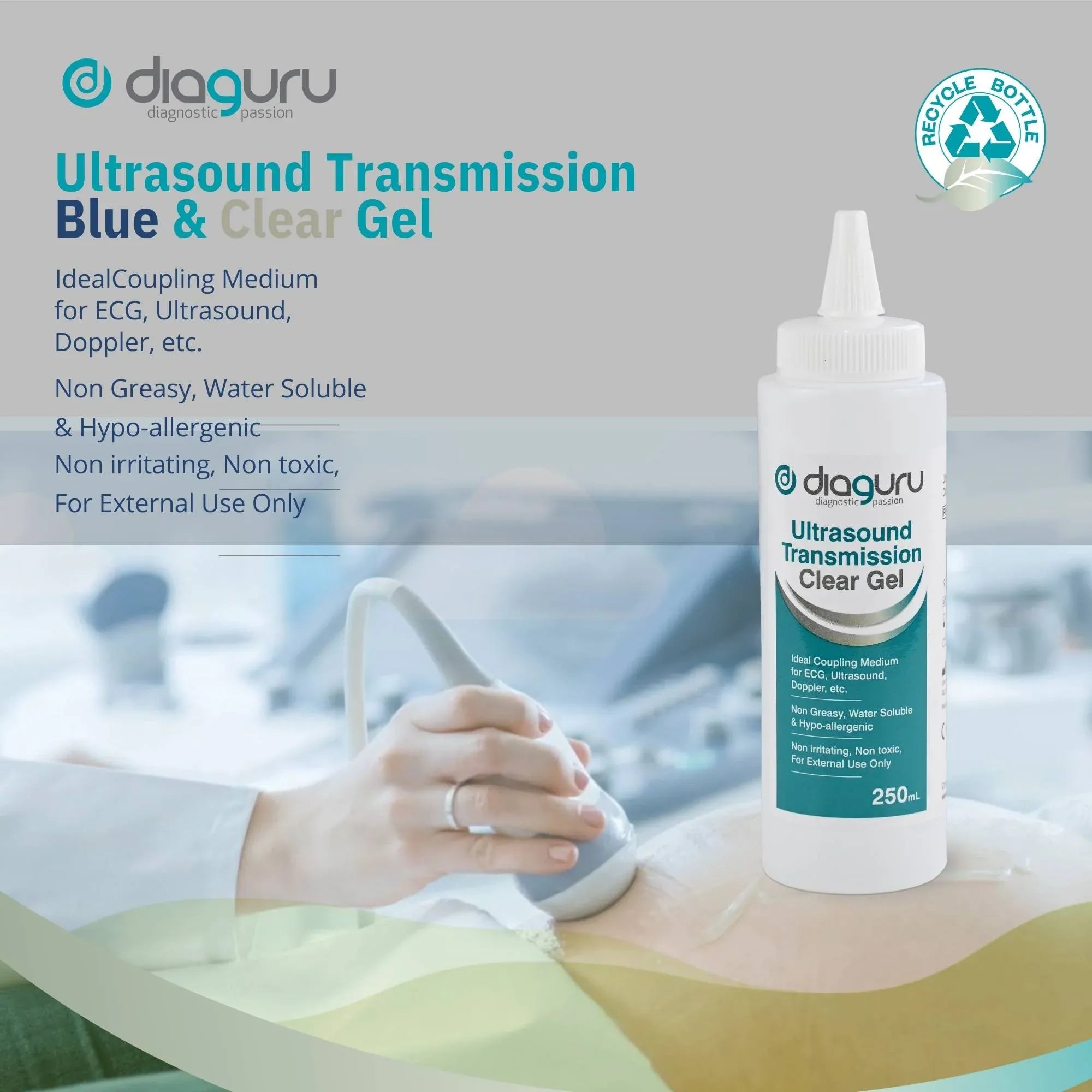 Diaguru 2x 250ml Conductive Transmission Gel - Water-Based External Clear Gel V238-SUPDZ-41984688881744