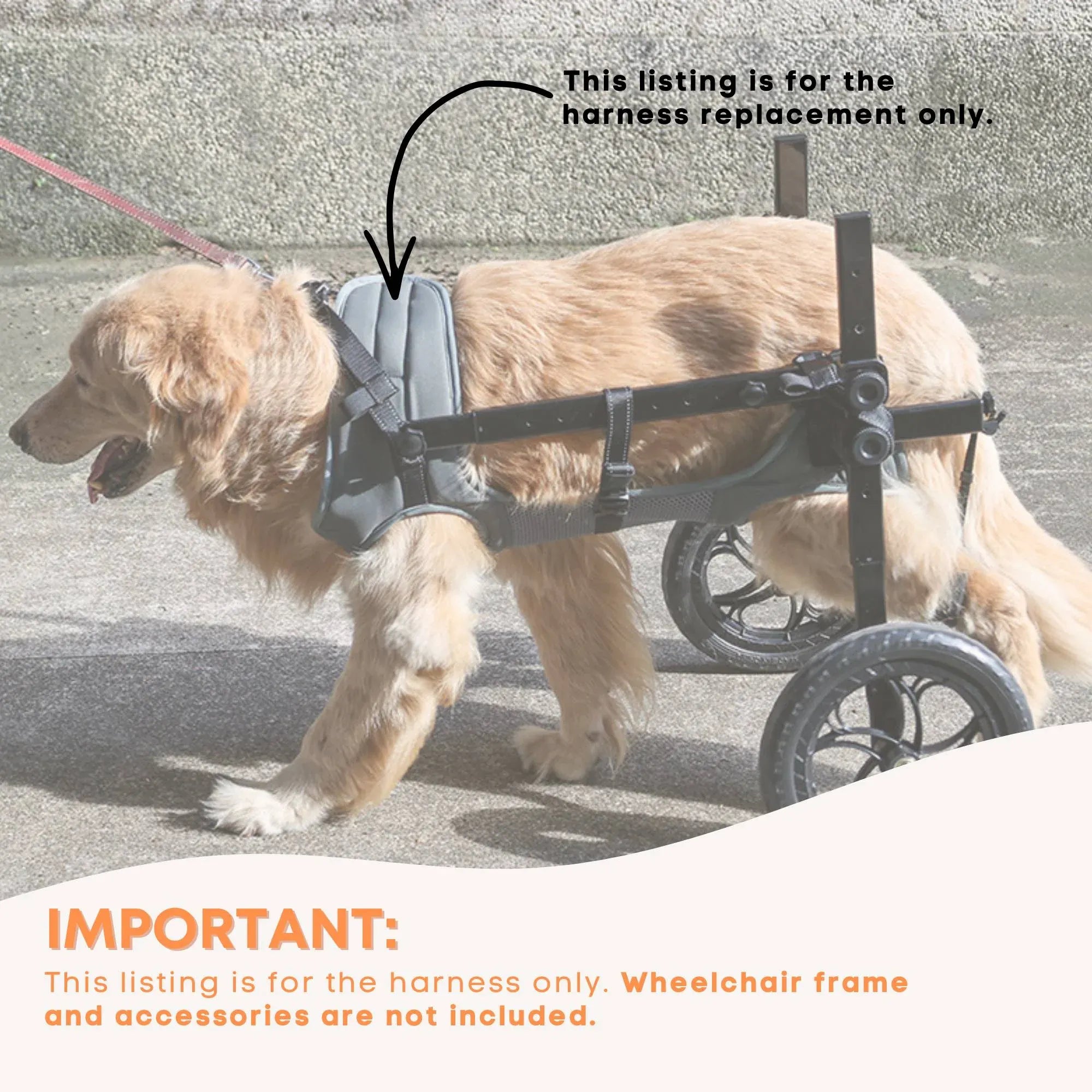 Rooster Farms Replacement Harness for Dog Wheelchair XL - Large Dogs Up to 45Kg