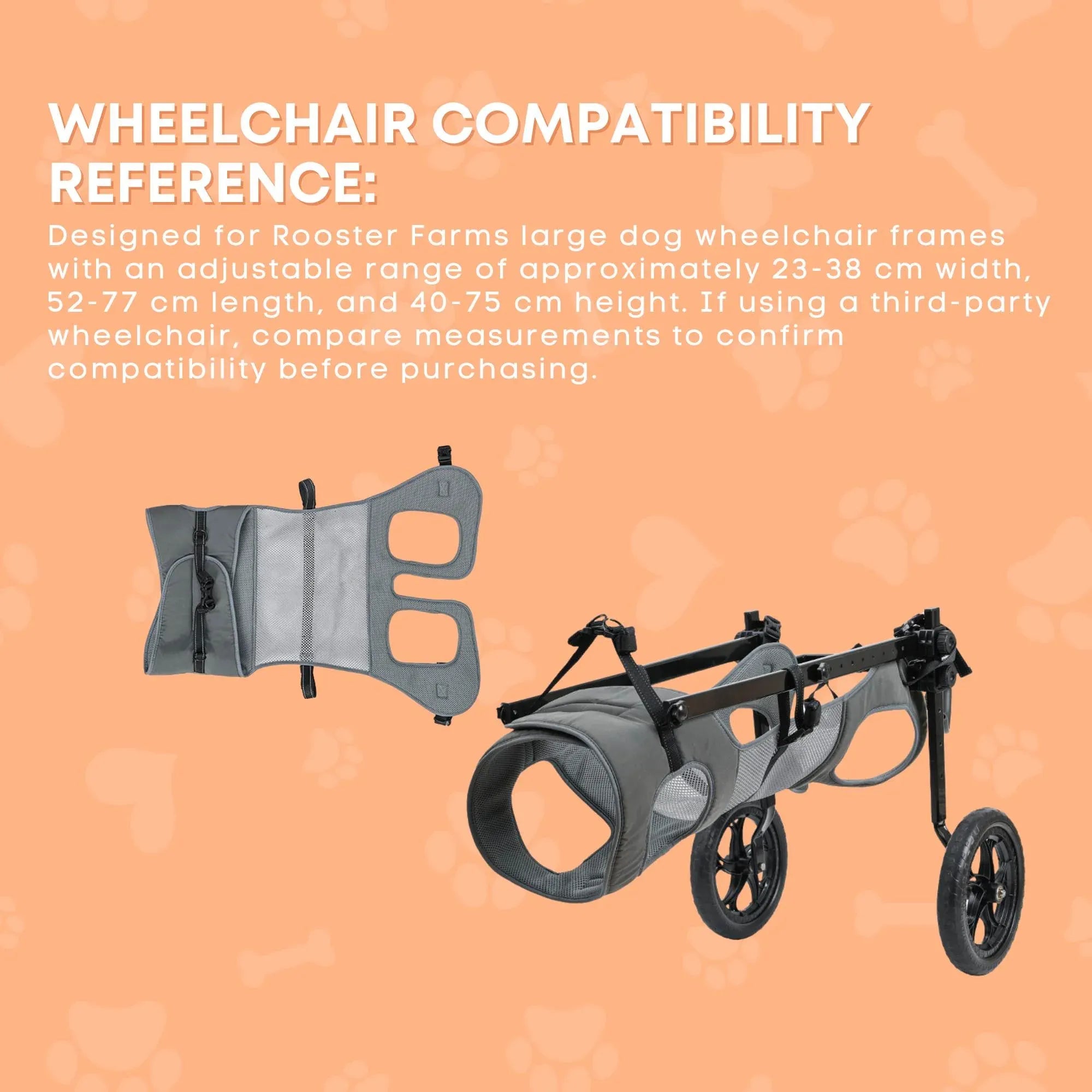 Rooster Farms Replacement Harness for Dog Wheelchair XXL - Large Dogs Up to 45Kg