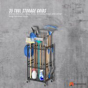 Tooleroo Garden Tool Organiser Rack - Rolling Storage Trolley for Yard Garage V238-SUPDZ-42010776371280