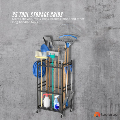 Tooleroo Garden Tool Organiser Rack - Rolling Storage Trolley for Yard Garage V238-SUPDZ-42010776371280
