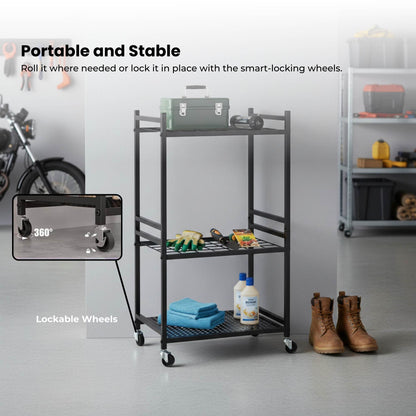 Tooleroo Garden Tool Organiser Rack - Rolling Storage Trolley for Yard Garage V238-SUPDZ-42010776371280