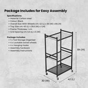Tooleroo Garden Tool Organiser Rack - Rolling Storage Trolley for Yard Garage V238-SUPDZ-42010776371280