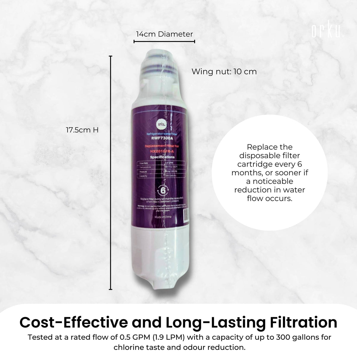 Orku Fridge Water Filter Cartridge Replacement for RWF7300A Samsung Refrigerator V238-SUPDZ-42083931422800