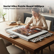 Social Hike Puzzle Board 1000 pcs - Felt Tilting Portable Cover + Drawers Silver V238-SUPDZ-42097733828688