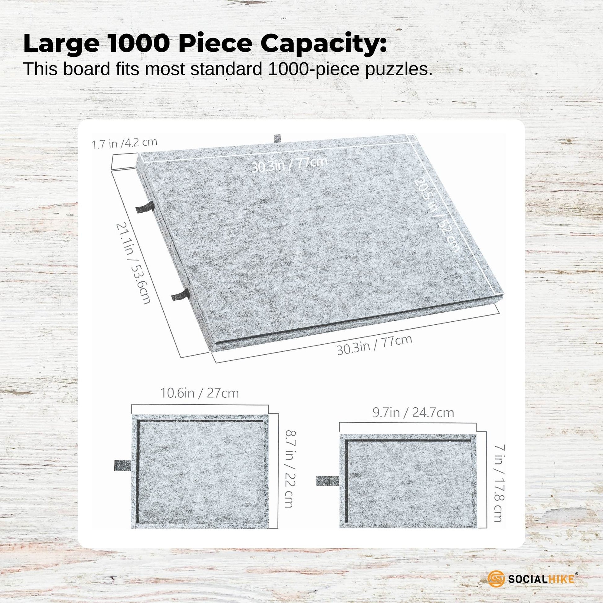Social Hike Puzzle Board 1000 pcs - Felt Tilting Portable Cover + Drawers Silver V238-SUPDZ-42097733828688