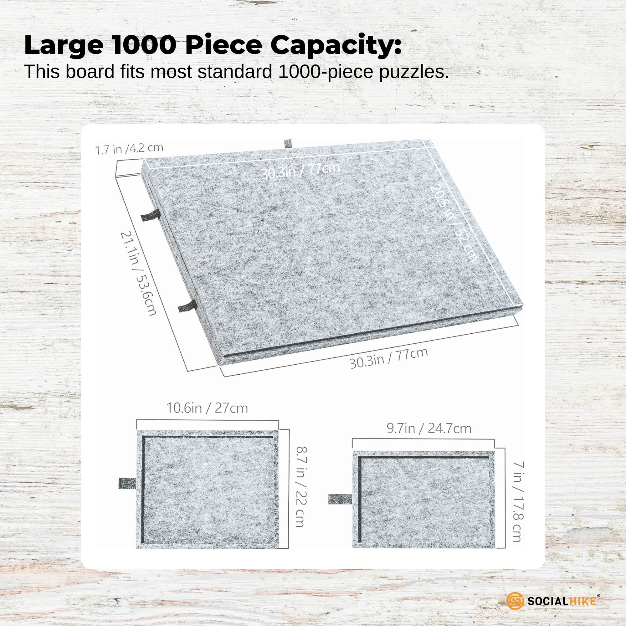 Social Hike Puzzle Board 1000 pcs - Felt Tilting Portable Cover + Drawers Silver V238-SUPDZ-42097733828688