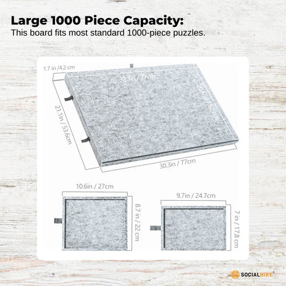 Social Hike Puzzle Board 1000 pcs - Felt Tilting Portable Cover + Drawers Silver V238-SUPDZ-42097733828688