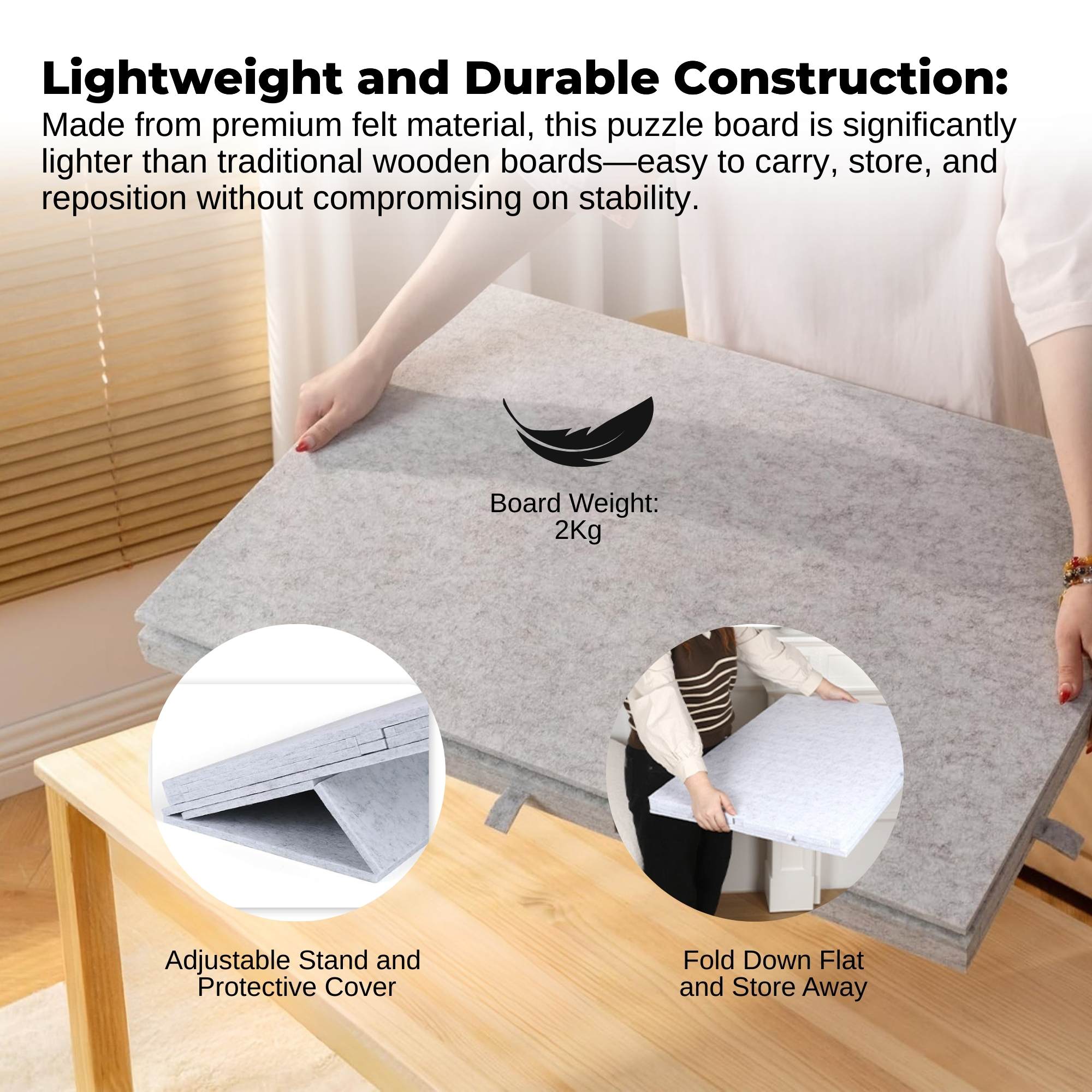 Social Hike Puzzle Board 1000 pcs - Felt Tilting Portable Cover + Drawers Silver V238-SUPDZ-42097733828688