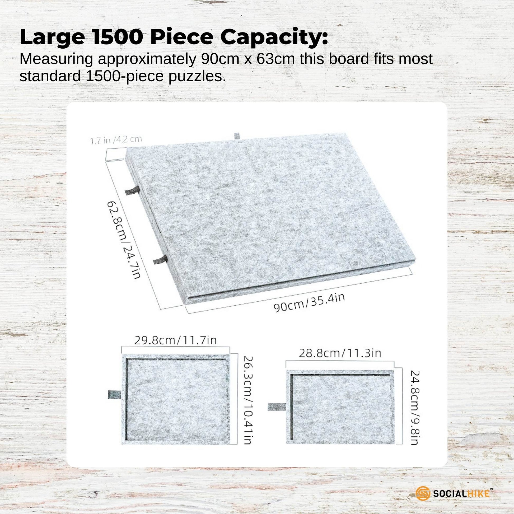 Social Hike Puzzle Board 1500 pcs - Felt Tilting Portable Cover + Drawers Silver V238-SUPDZ-42097742381136