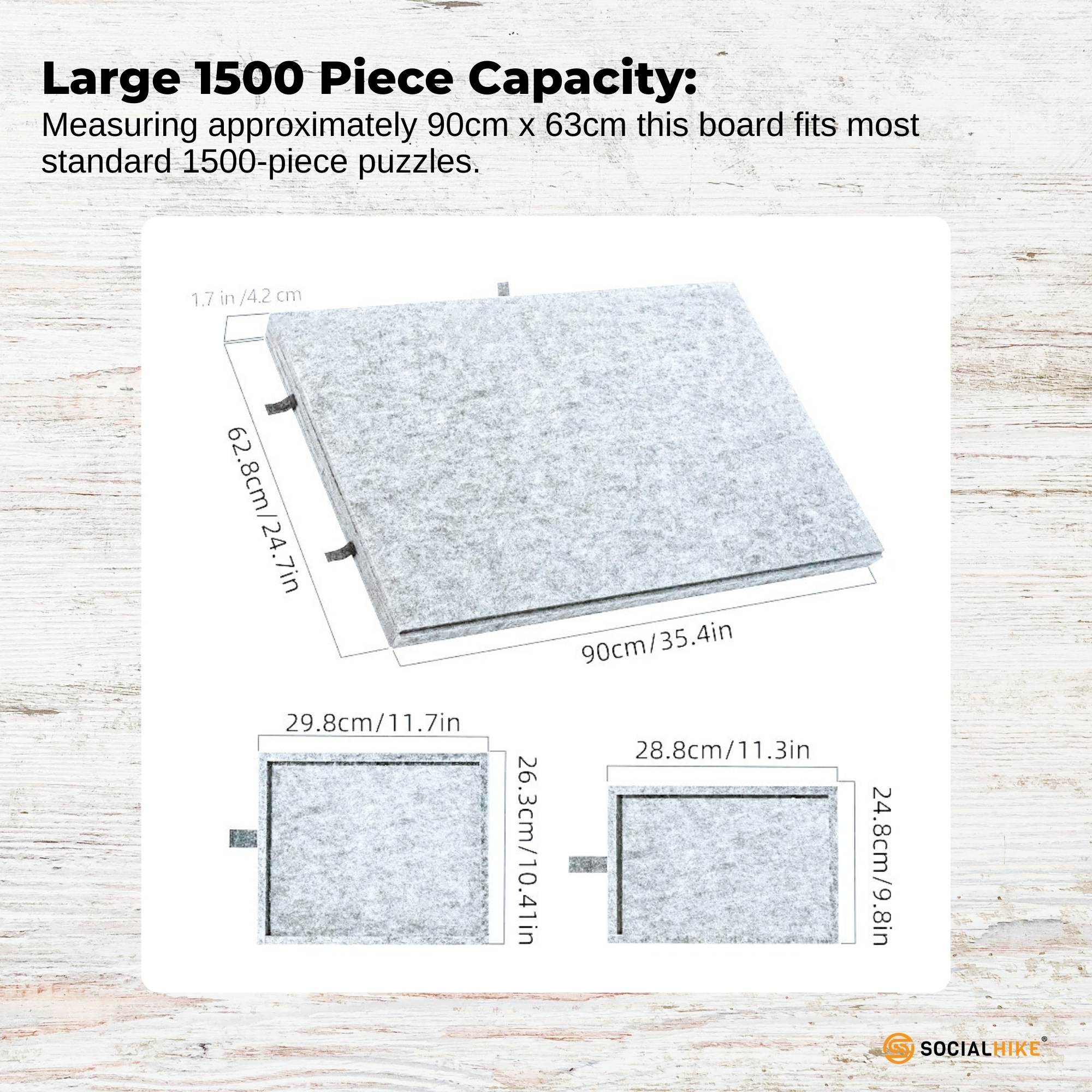 Social Hike Puzzle Board 1500 pcs - Felt Tilting Portable Cover + Drawers Silver V238-SUPDZ-42097742381136