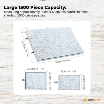 Social Hike Puzzle Board 1500 pcs - Felt Tilting Portable Cover + Drawers Silver V238-SUPDZ-42097742381136