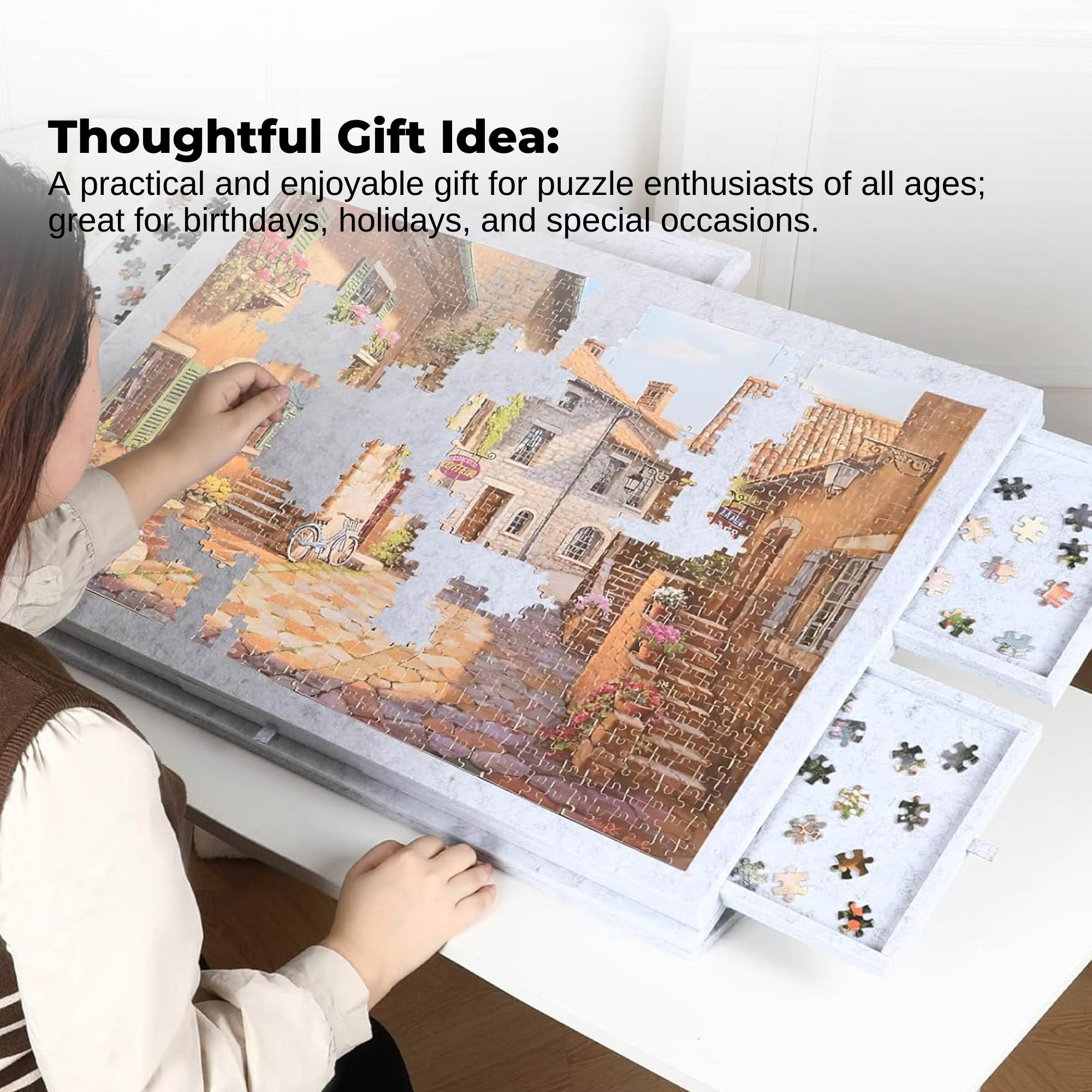Social Hike Puzzle Board 1500 pcs - Felt Tilting Portable Cover + Drawers Silver V238-SUPDZ-42097742381136