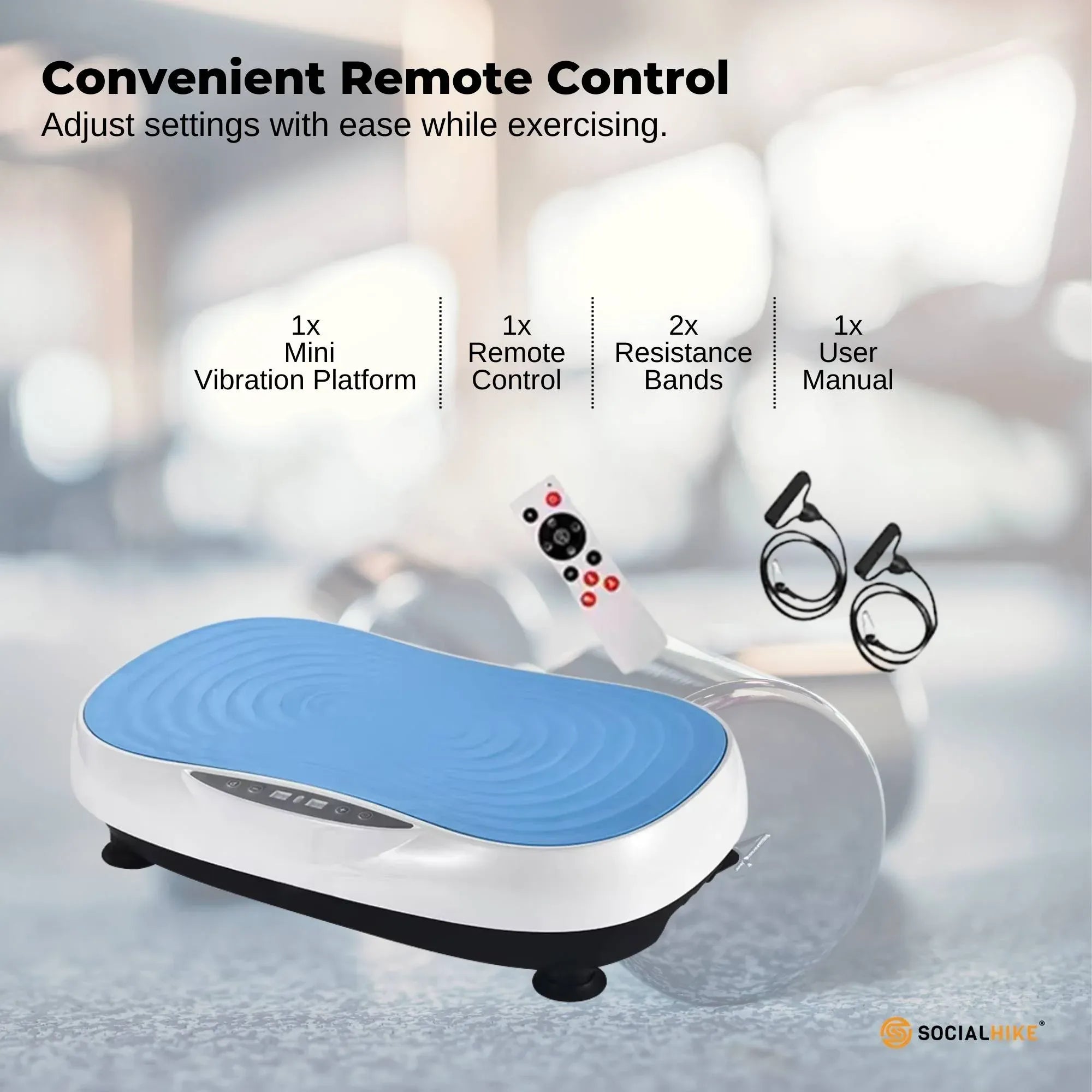 Social Hike 55cm Vibration Plate Machine Full Body Exercise Platform 200W Blue V238-SUPDZ-42099406569552