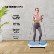 Social Hike 55cm Vibration Plate Machine Full Body Exercise Platform 200W Blue V238-SUPDZ-42099406569552