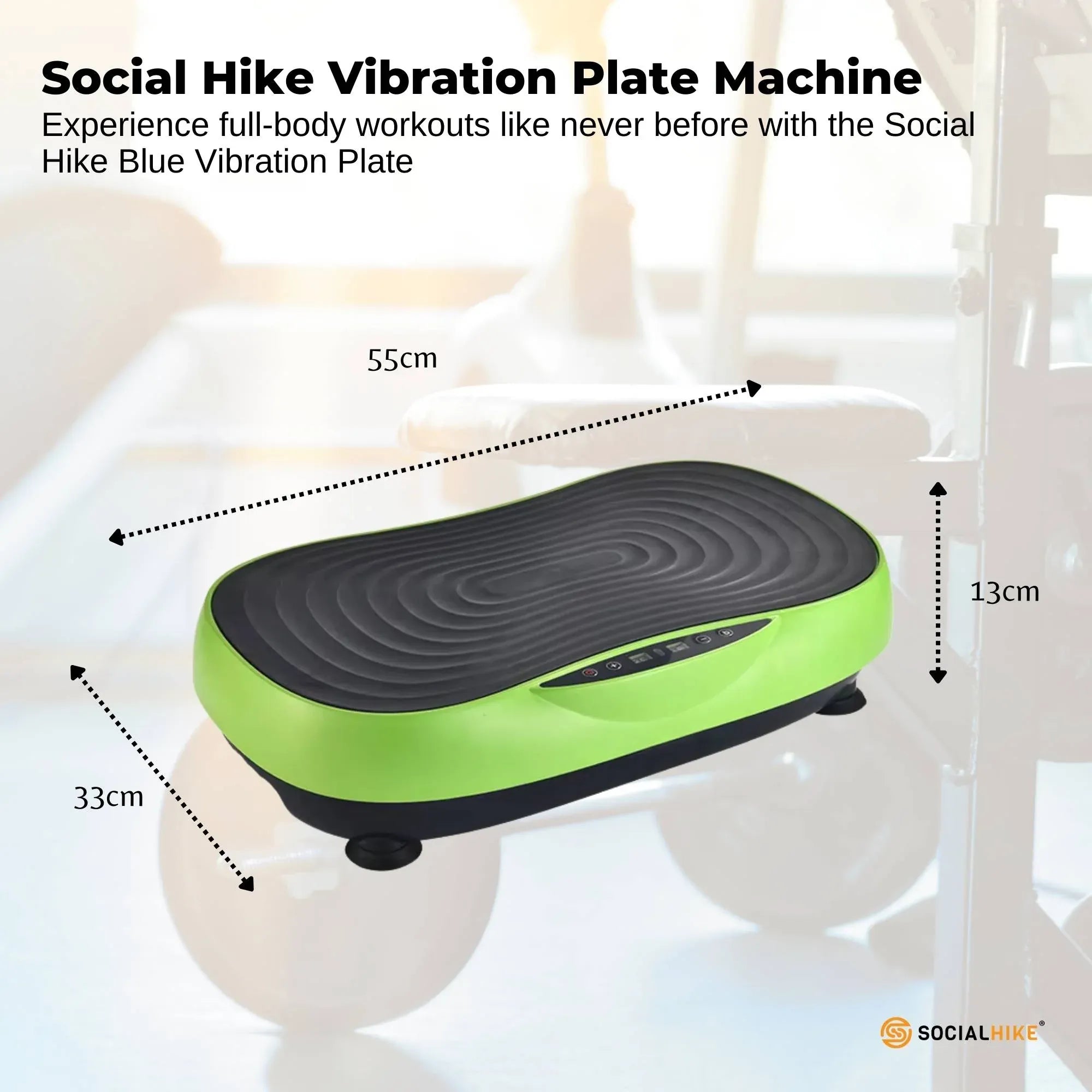 Social Hike 55cm Vibration Plate Machine Full Body Exercise Platform 200W Green V238-SUPDZ-42099485868112