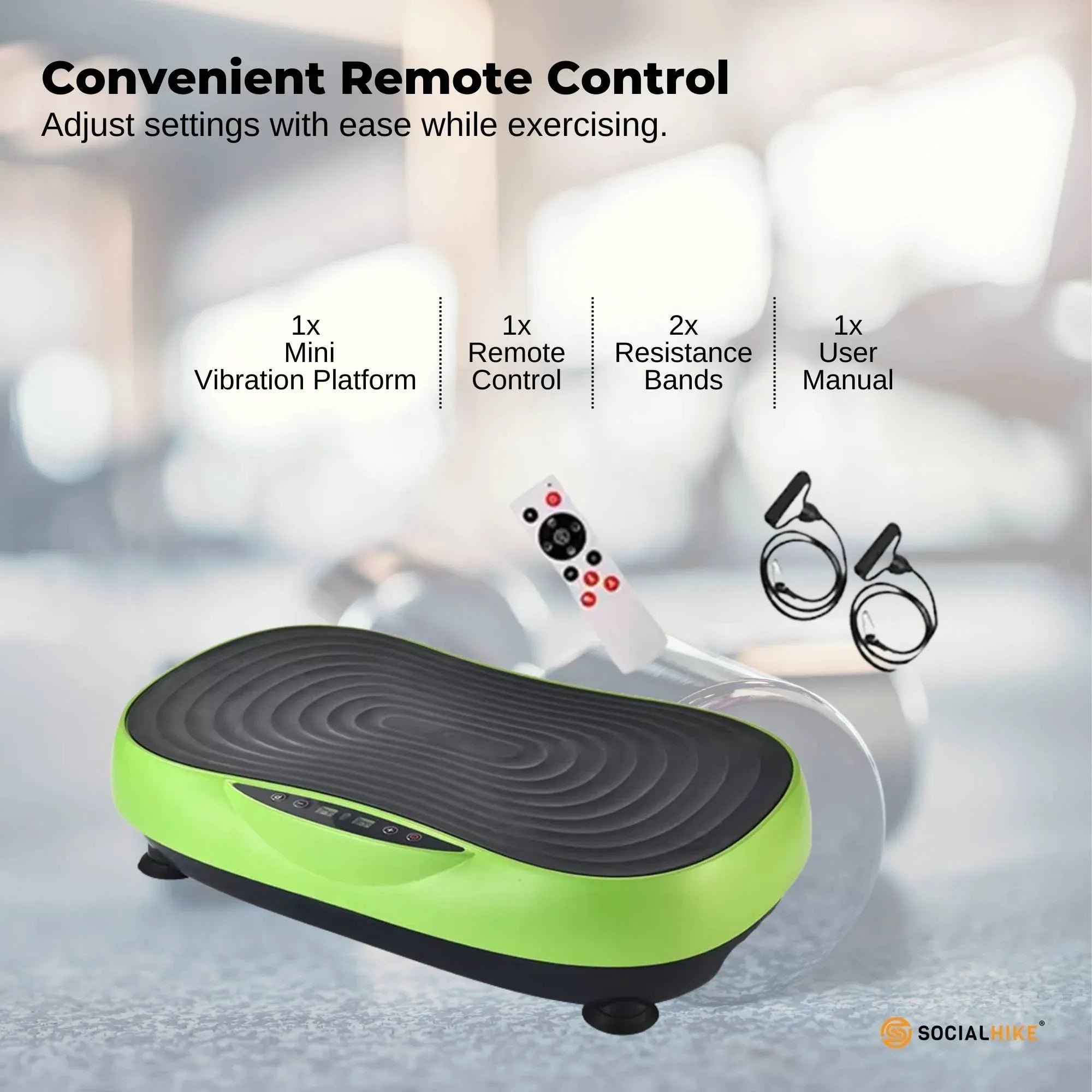 Social Hike 55cm Vibration Plate Machine Full Body Exercise Platform 200W Green V238-SUPDZ-42099485868112