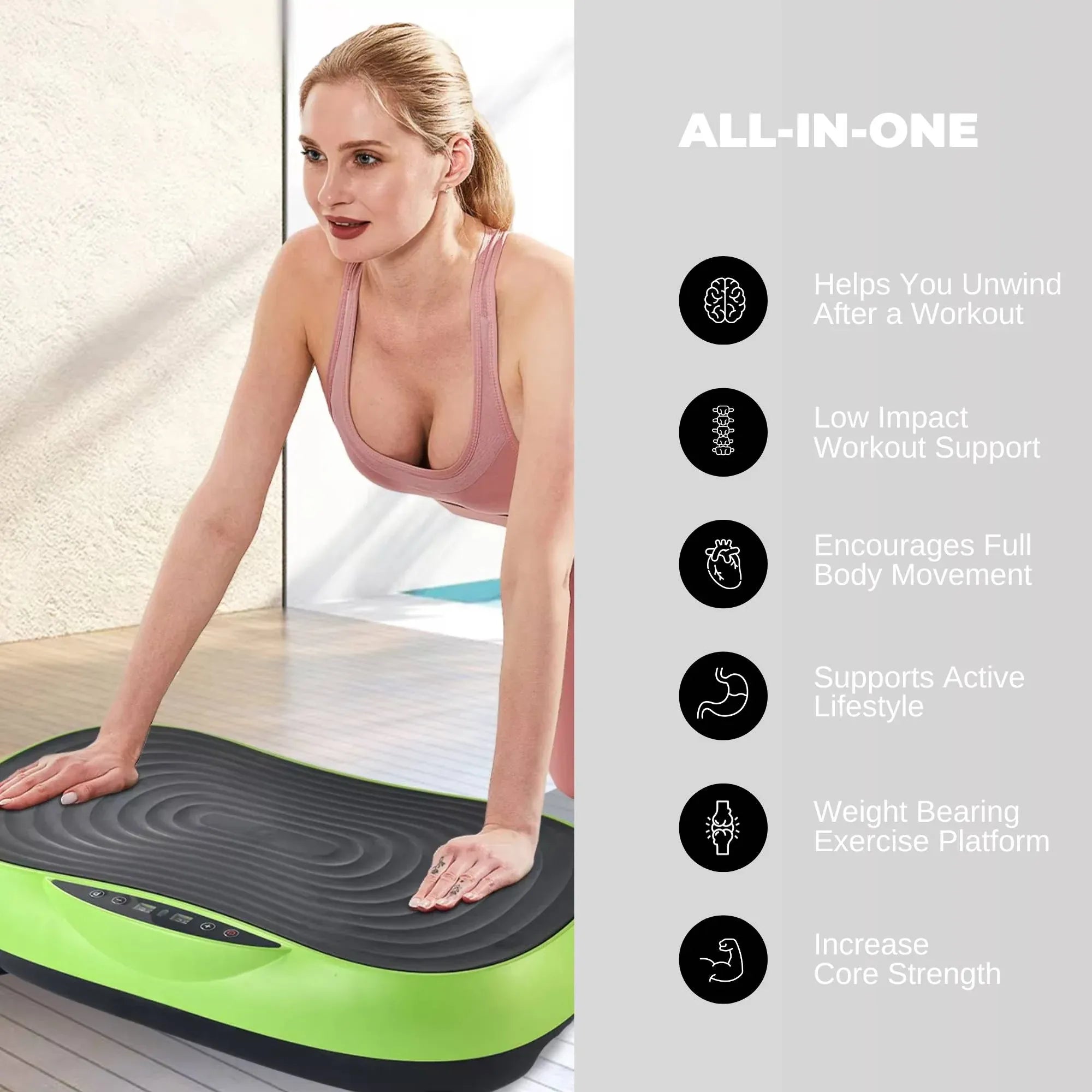 Social Hike 55cm Vibration Plate Machine Full Body Exercise Platform 200W Green V238-SUPDZ-42099485868112