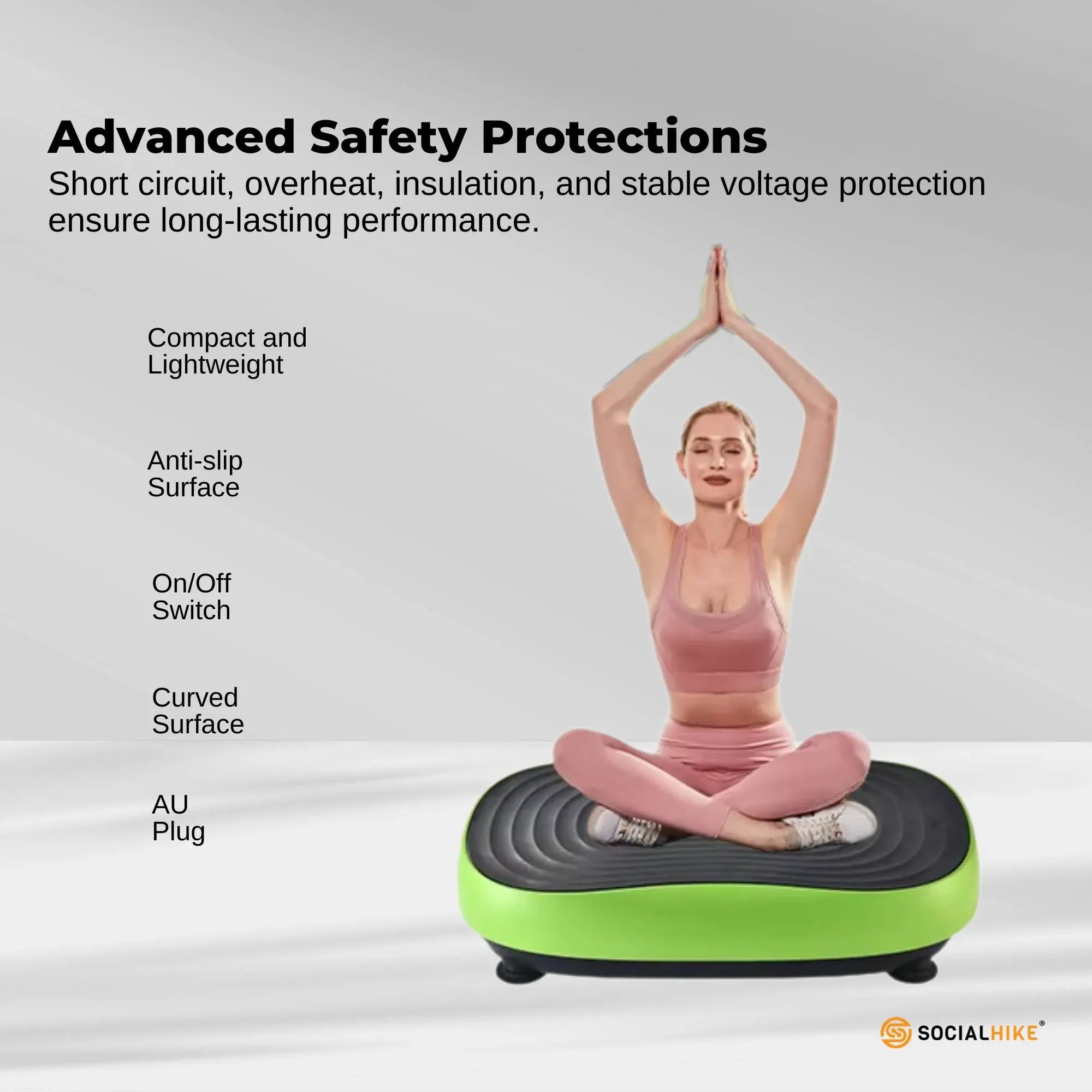Social Hike 55cm Vibration Plate Machine Full Body Exercise Platform 200W Green V238-SUPDZ-42099485868112
