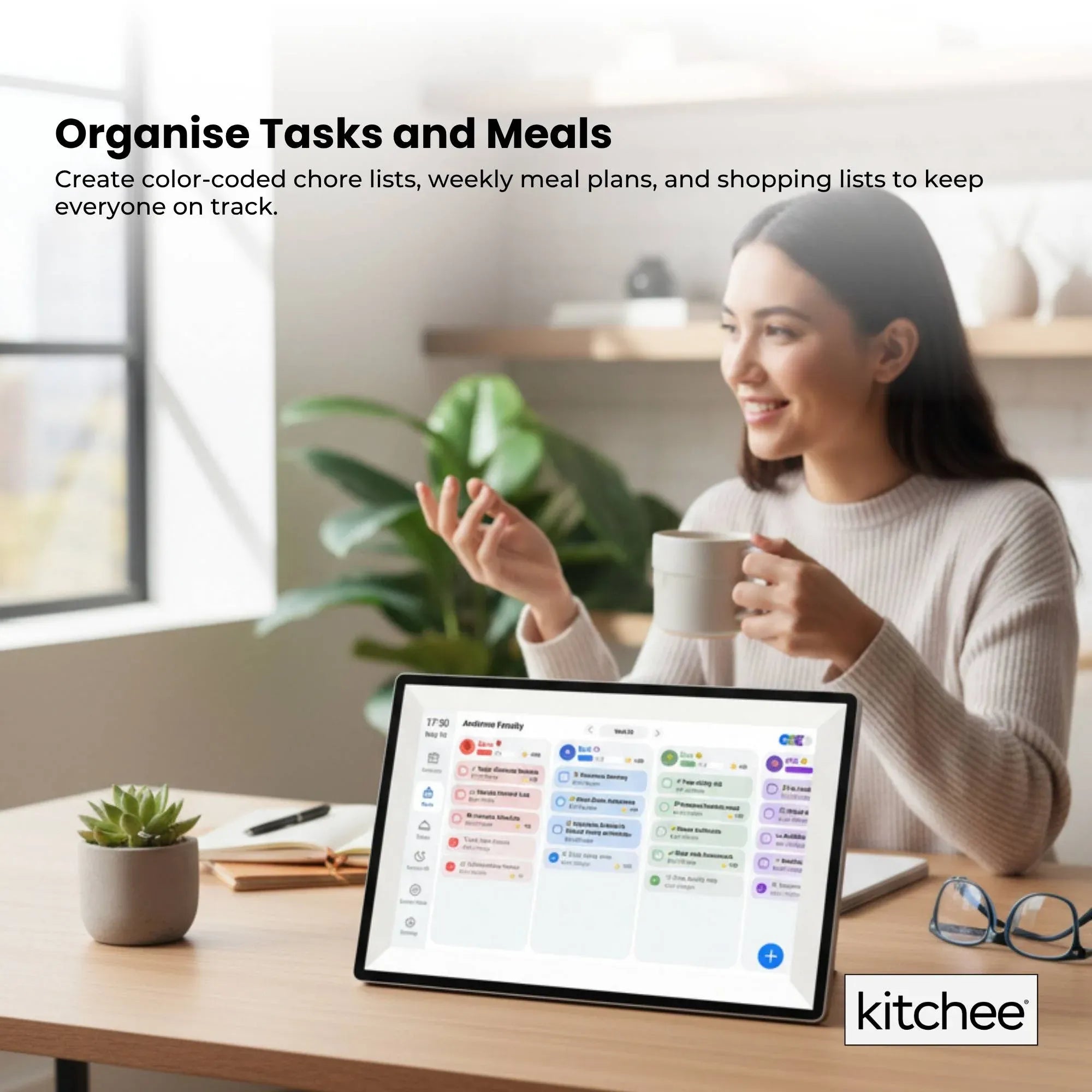 Kitchee 10" Digital Calendar Smart Family Planner - 25.5cm Touchscreen Black V238-SUPDZ-42194057920592