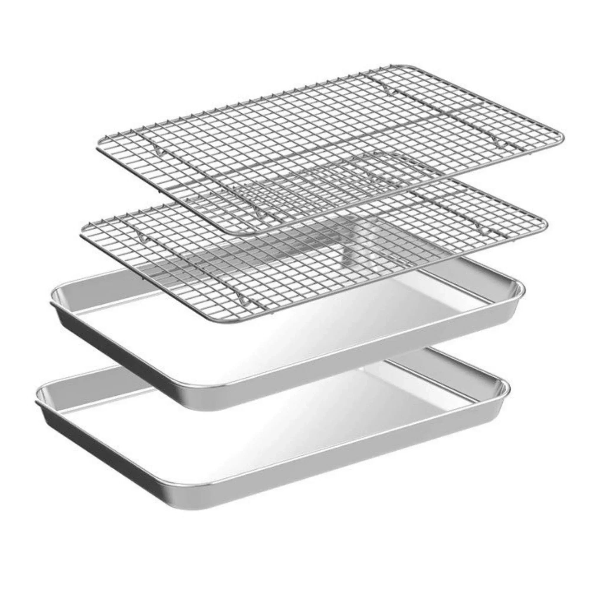 Kitchee 40.5x30.5cm Oven Baking Tray + Cooling Rack 4 Piece Stainless Steel Set V238-SUPDZ-42208860667984