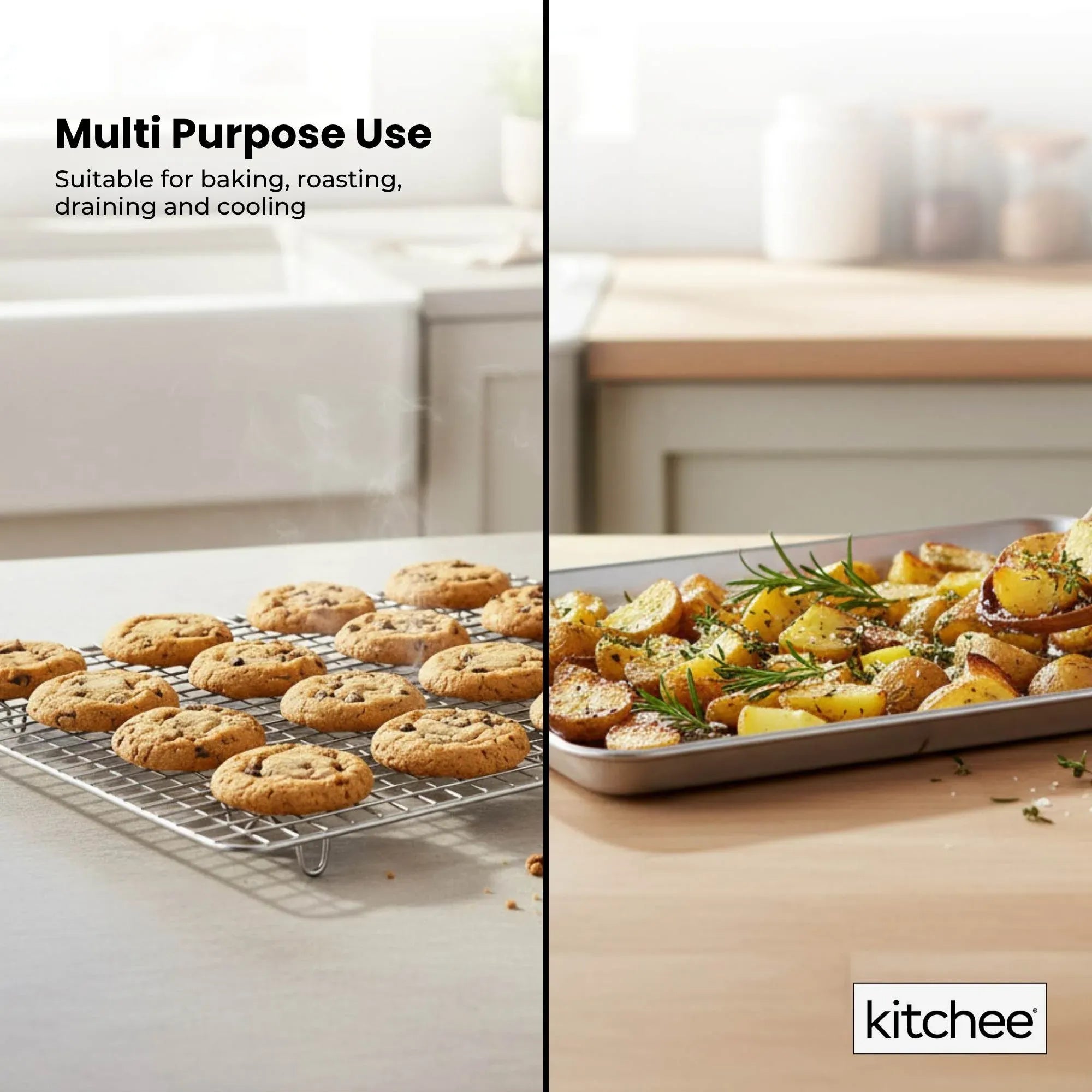 Kitchee 40.5x30.5cm Oven Baking Tray + Cooling Rack 4 Piece Stainless Steel Set V238-SUPDZ-42208860667984
