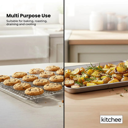 Kitchee 40.5x30.5cm Oven Baking Tray + Cooling Rack 4 Piece Stainless Steel Set V238-SUPDZ-42208860667984