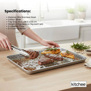 Kitchee 40.5x30.5cm Oven Baking Tray + Cooling Rack 4 Piece Stainless Steel Set V238-SUPDZ-42208860667984