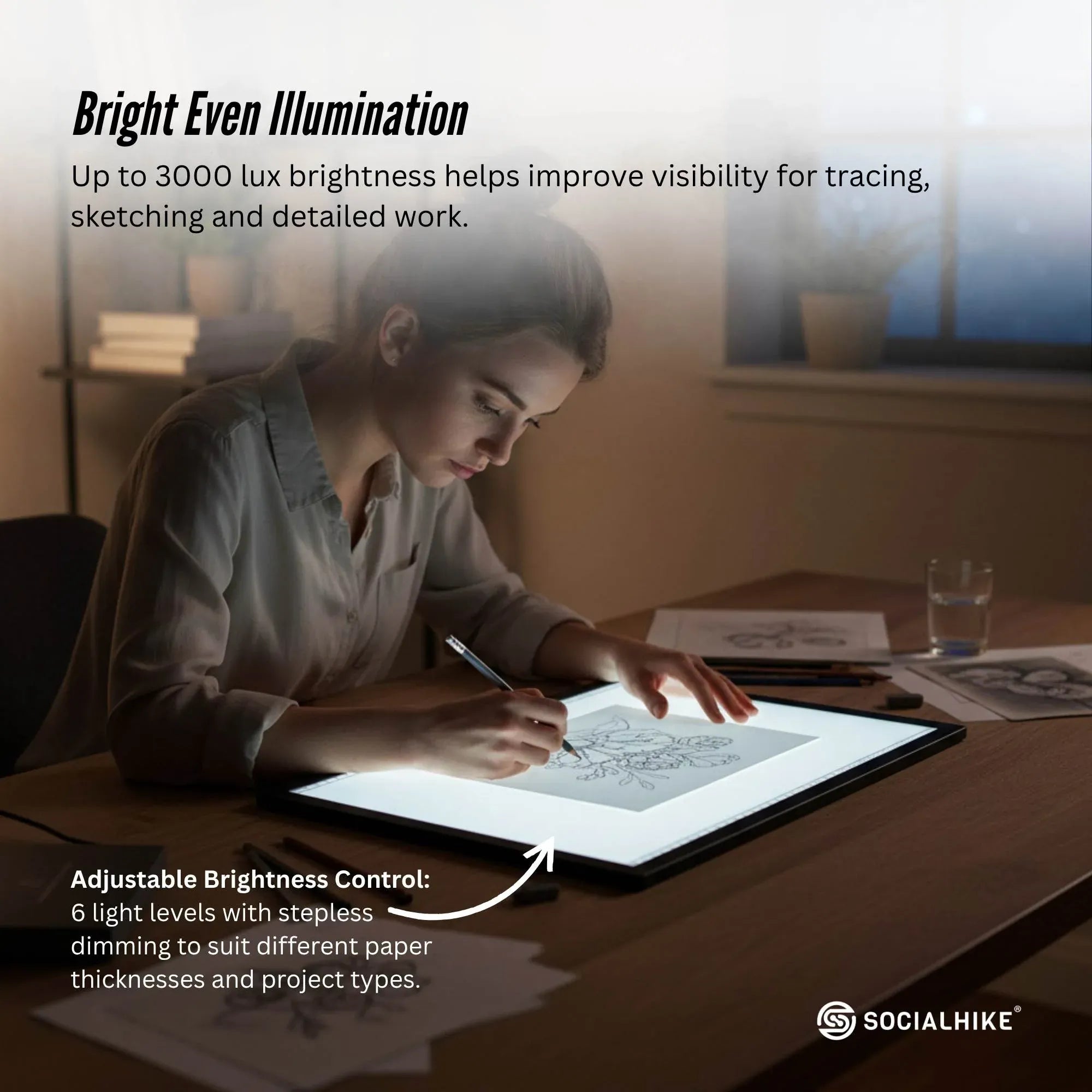 Social Hike A3 LED Light Pad Tracing Board Rechargeable USB-C 3000mAh Light Box V238-SUPDZ-42208921518160