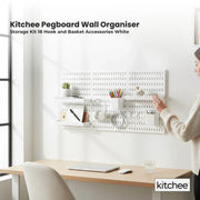 Kitchee Pegboard Wall Organiser Storage Kit 18 Hook and Basket Accessories White V238-SUPDZ-42209007730768
