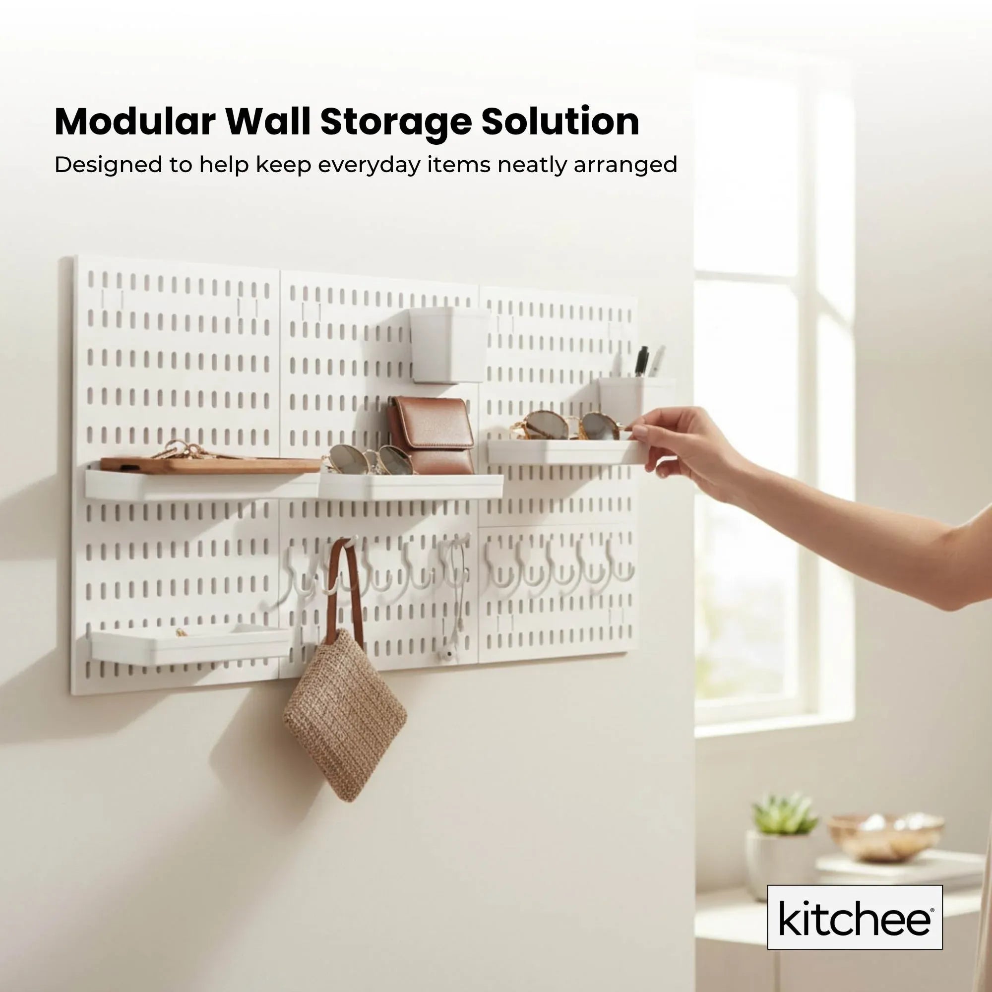 Kitchee Pegboard Wall Organiser Storage Kit 18 Hook and Basket Accessories White V238-SUPDZ-42209007730768