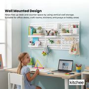 Kitchee Pegboard Wall Organiser Storage Kit 18 Hook and Basket Accessories White V238-SUPDZ-42209007730768