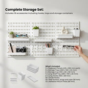 Kitchee Pegboard Wall Organiser Storage Kit 18 Hook and Basket Accessories White V238-SUPDZ-42209007730768