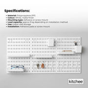 Kitchee Pegboard Wall Organiser Storage Kit 18 Hook and Basket Accessories White V238-SUPDZ-42209007730768