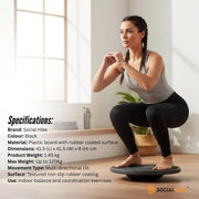 Social Hike Balance Board Wobble 41cm - Non-Slip Round Exercise Trainer Black V238-SUPDZ-42210137571408