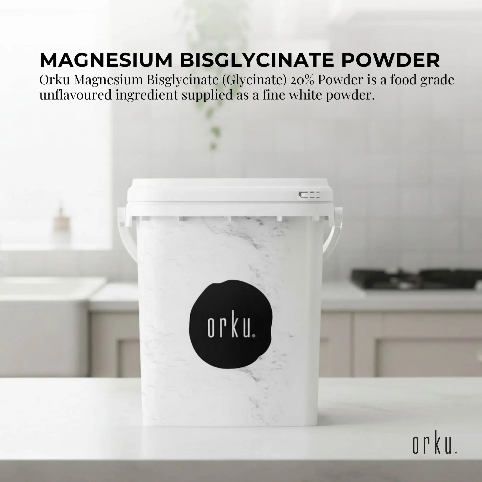 Orku 800g Magnesium Bisglycinate Powder Unflavoured Chelated - Tub V238-SUPDZ-42273299169360