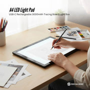 Social Hike A4 LED Light Pad Tracing Board Rechargeable USB-C 3000mAh Light Box V238-SUPDZ-42273306968144