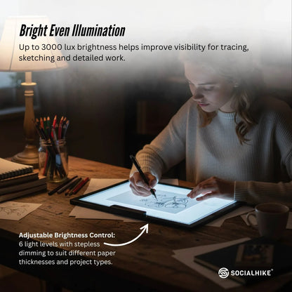 Social Hike A4 LED Light Pad Tracing Board Rechargeable USB-C 3000mAh Light Box V238-SUPDZ-42273306968144