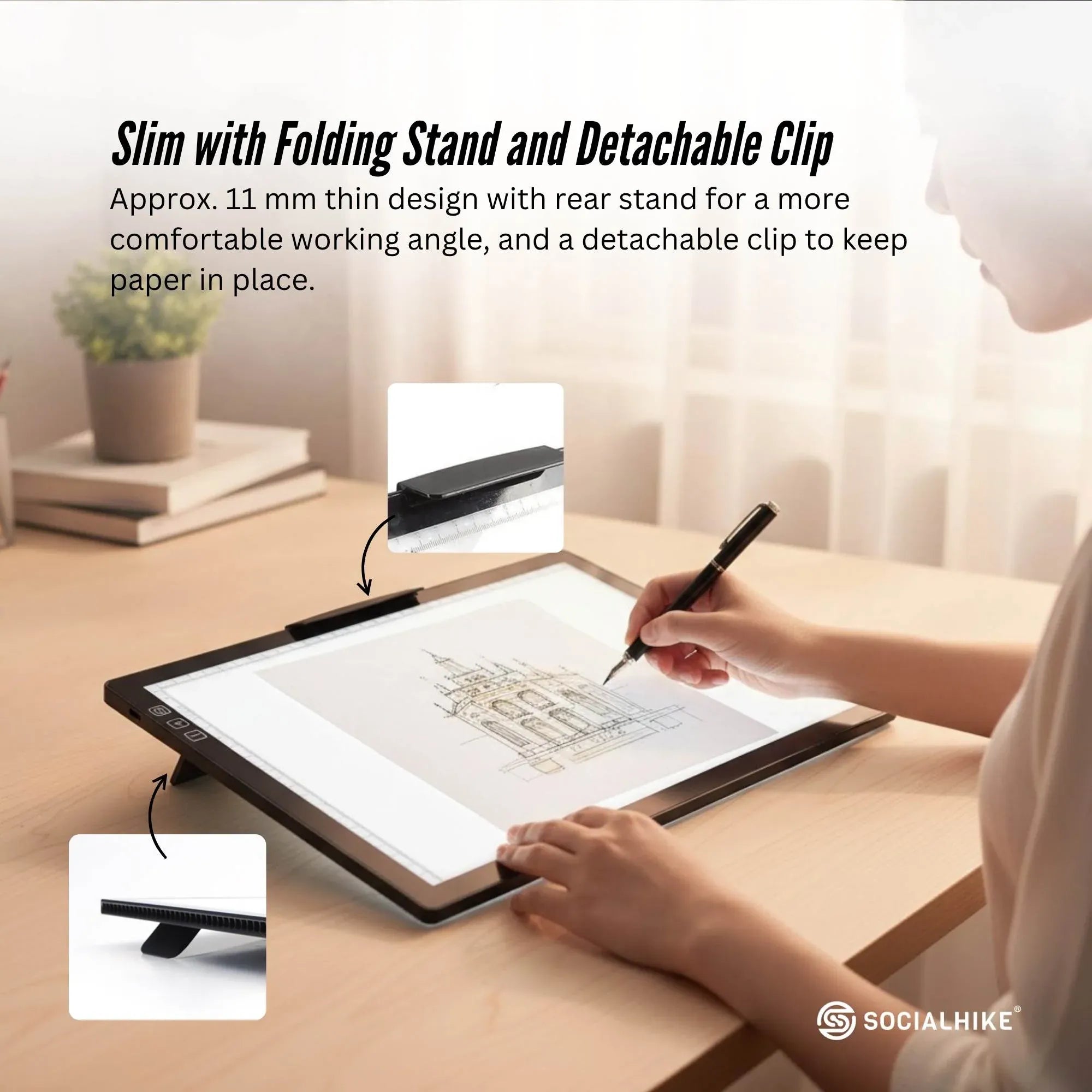 Social Hike A4 LED Light Pad Tracing Board Rechargeable USB-C 3000mAh Light Box V238-SUPDZ-42273306968144