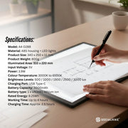 Social Hike A4 LED Light Pad Tracing Board Rechargeable USB-C 3000mAh Light Box V238-SUPDZ-42273306968144