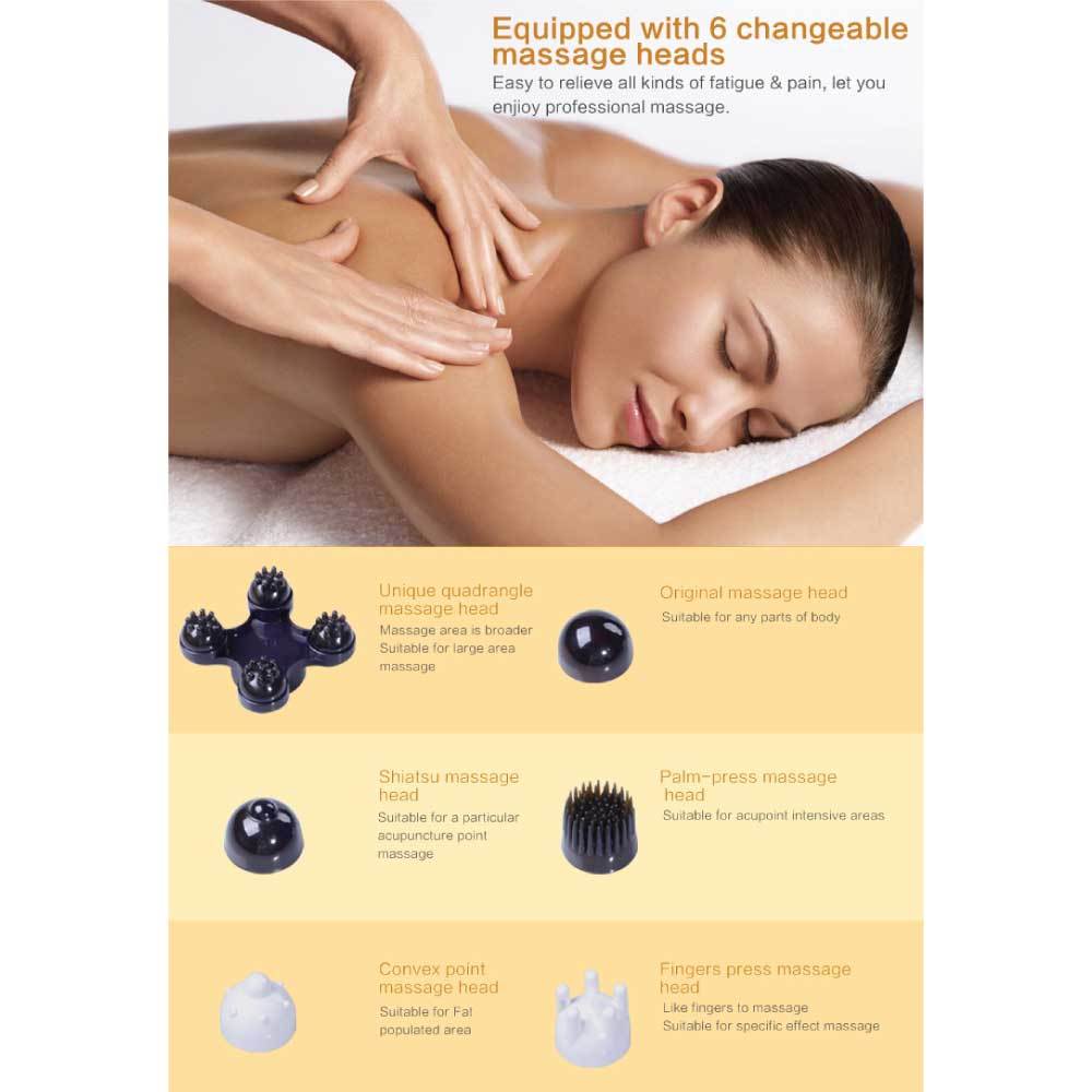 Full Body Handheld Massager Machine Champagne - 6 Massage Heads Neck Shoulder V238-SUPDZ-42796897734