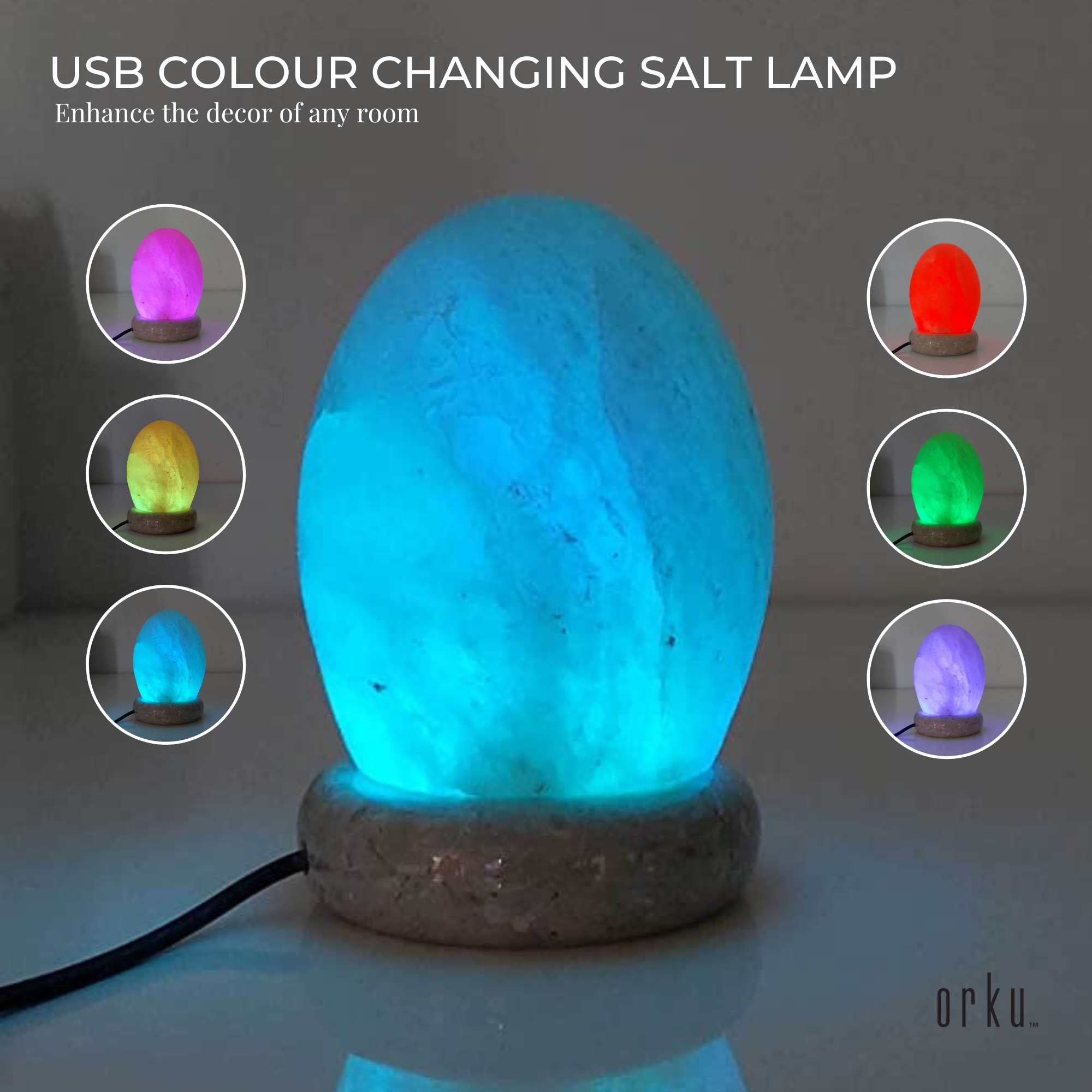 USB Colour Changing Egg Shape Himalayan Pink Salt Lamp Color Change LED Light V238-SUPDZ-43047433798