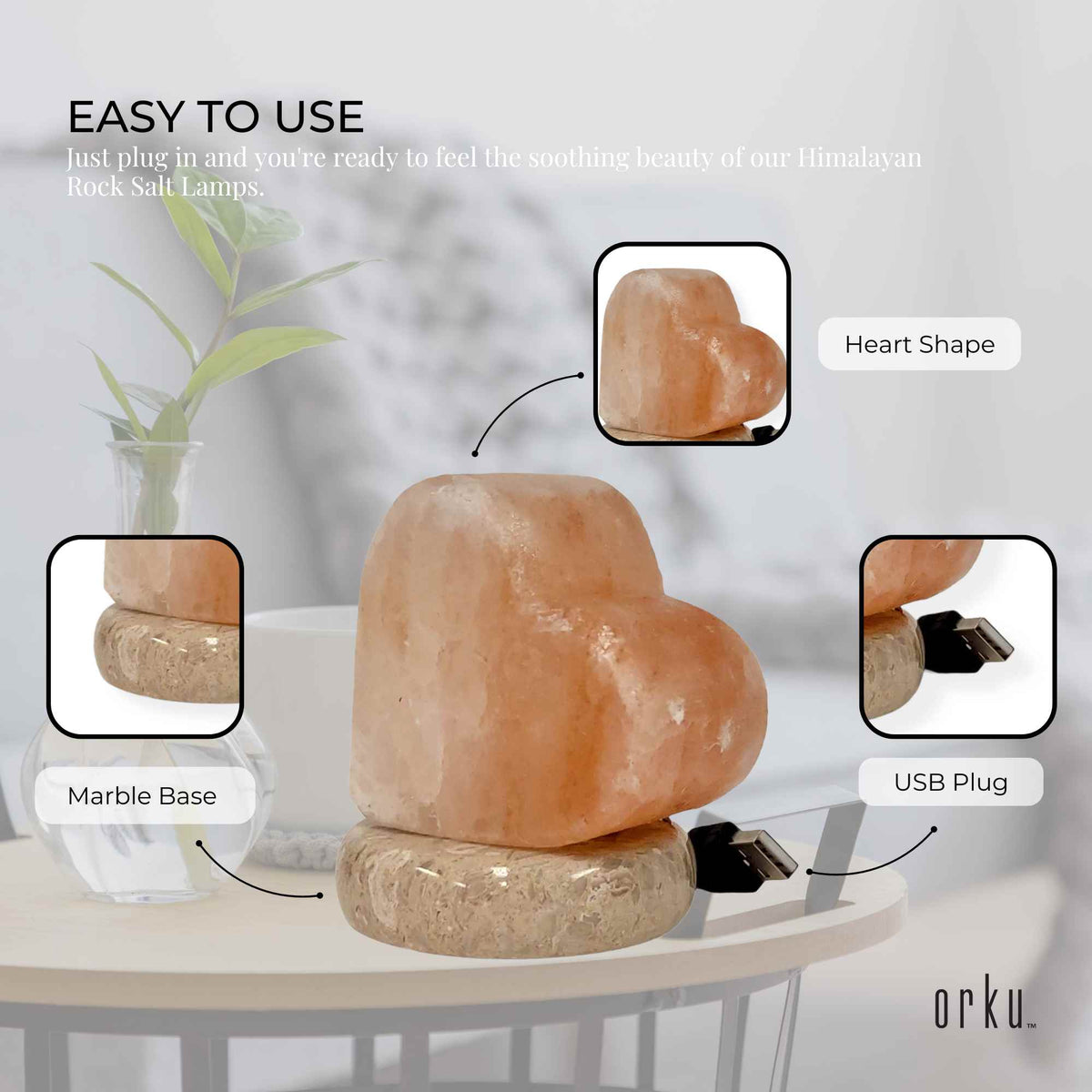 USB Colour Changing Salt Himalayan Lamp - Heart Love Shape Pink Rock LED Light V238-SUPDZ-43047495750