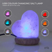 USB Colour Changing Salt Himalayan Lamp - Heart Love Shape Pink Rock LED Light V238-SUPDZ-43047495750