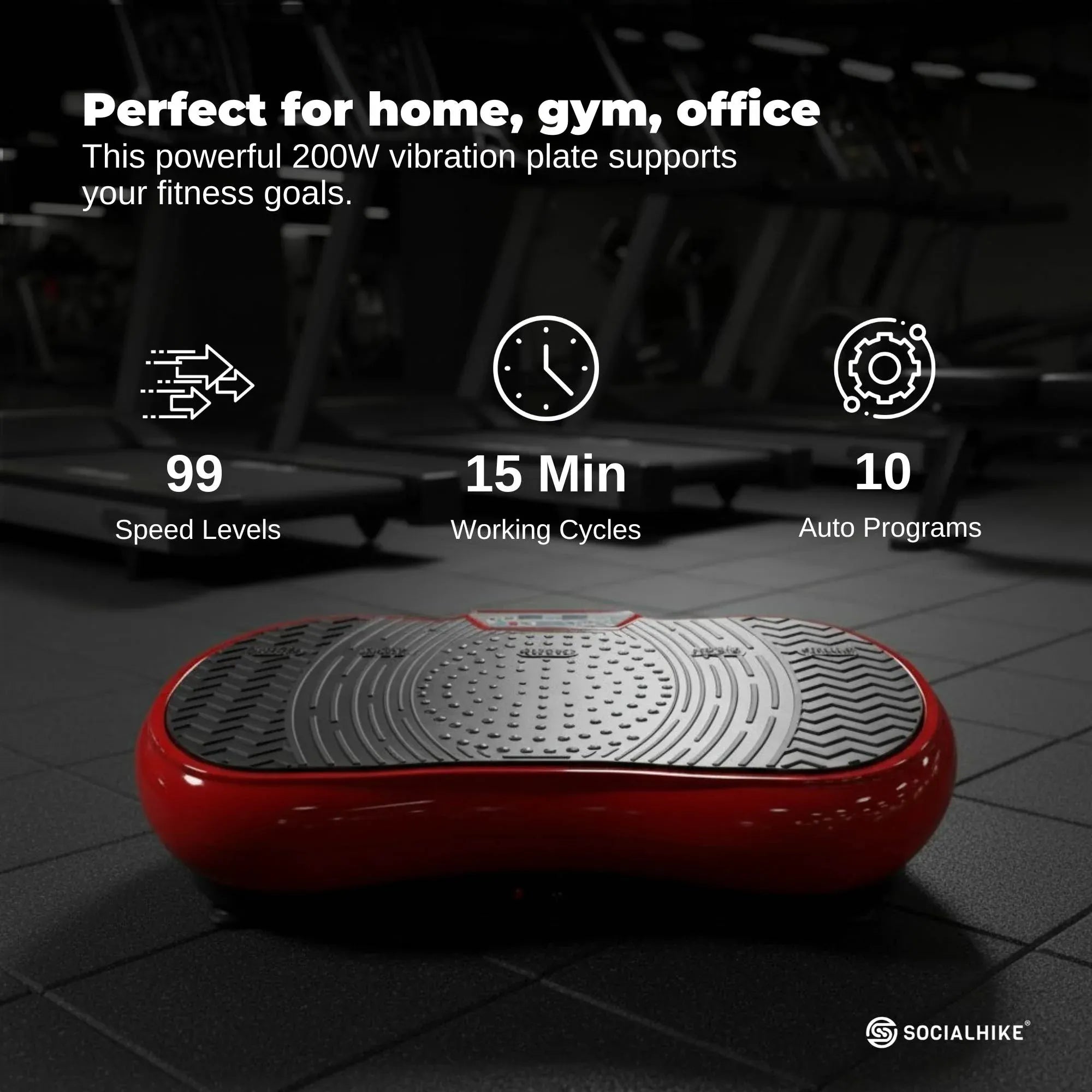 Social Hike 68cm Vibration Plate Machine Full Body Workout Platform Red V238-SUPDZ-48198929286