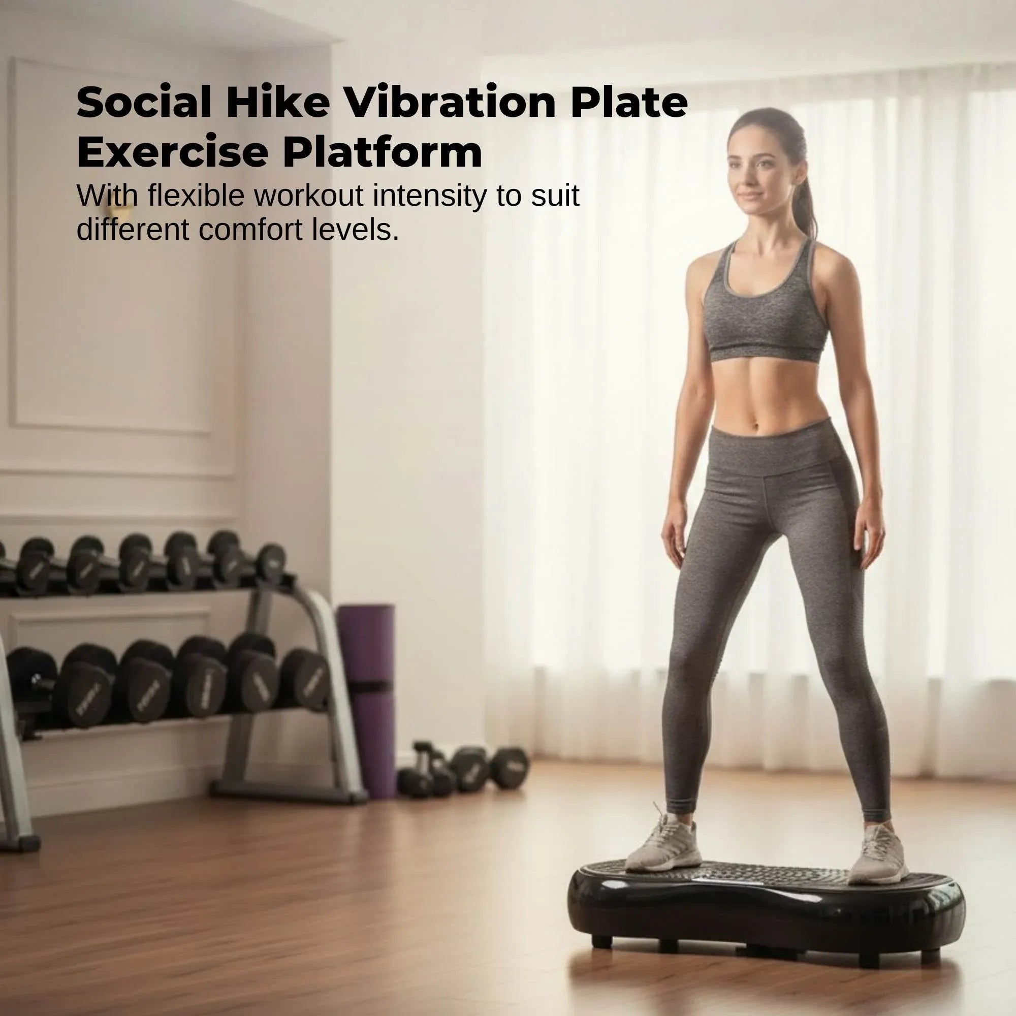Social Hike 68cm Vibration Plate Machine Full Body Workout Platform Black V238-SUPDZ-48198933062