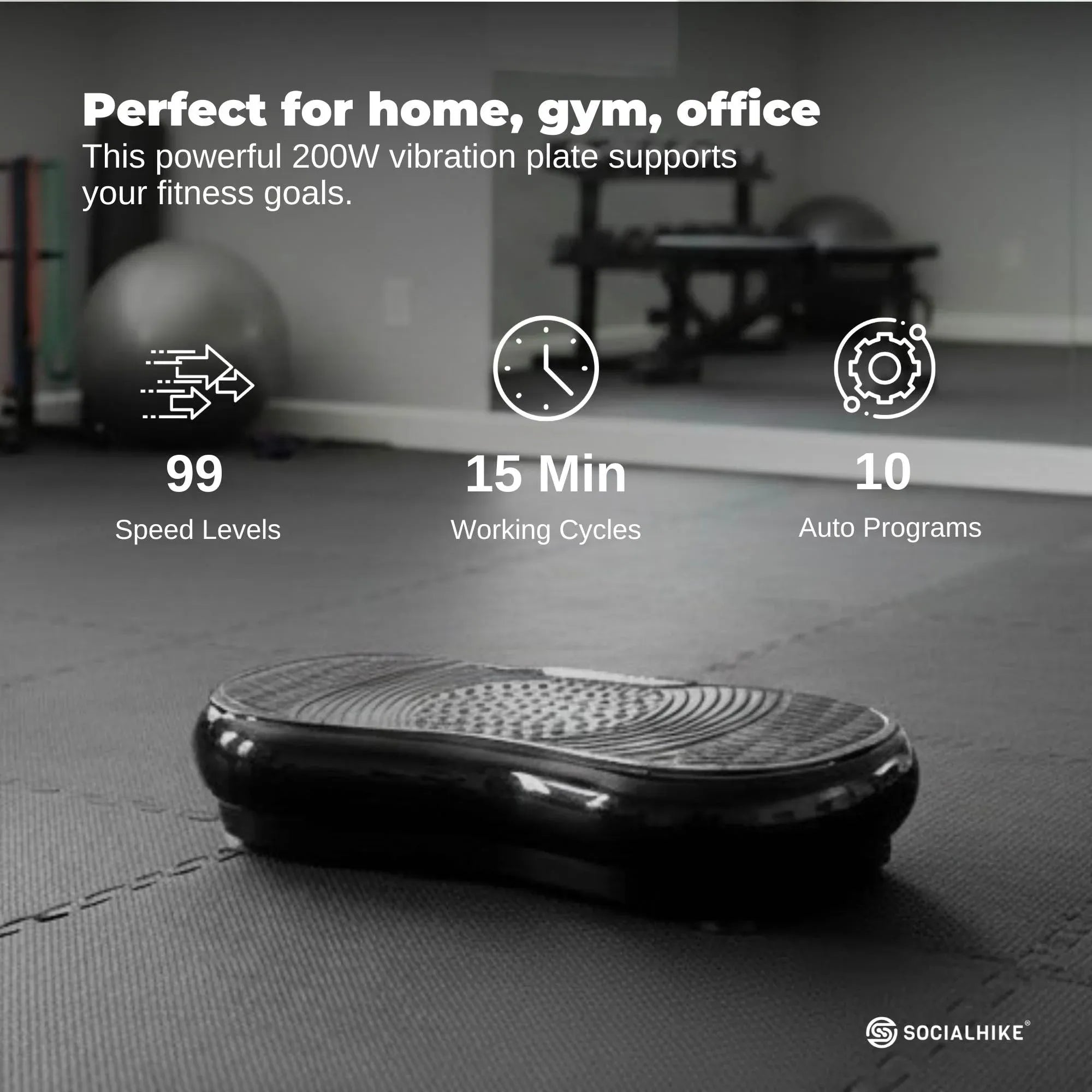 Social Hike 68cm Vibration Plate Machine Full Body Workout Platform Black V238-SUPDZ-48198933062