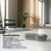 Social Hike 68cm Vibration Plate Machine Full Body Workout Platform Black V238-SUPDZ-48198933062