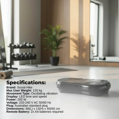 Social Hike 68cm Vibration Plate Machine Full Body Workout Platform Black V238-SUPDZ-48198933062